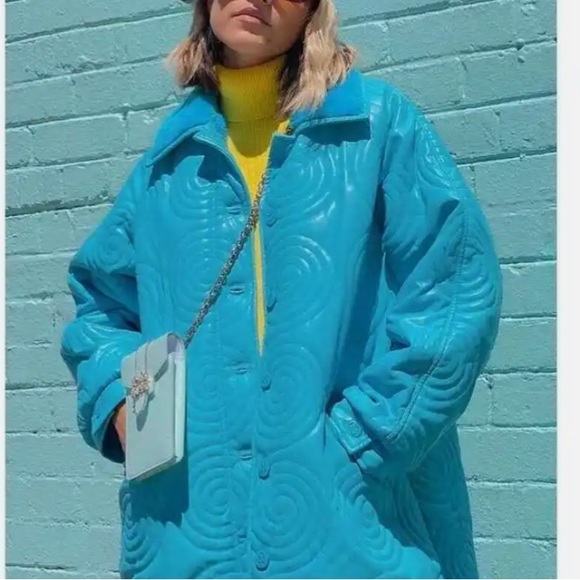 House of Sunny Cosmo (Forever & Ever) oversized Overcoat Quilted Faux Le… - Picture 5 of 12